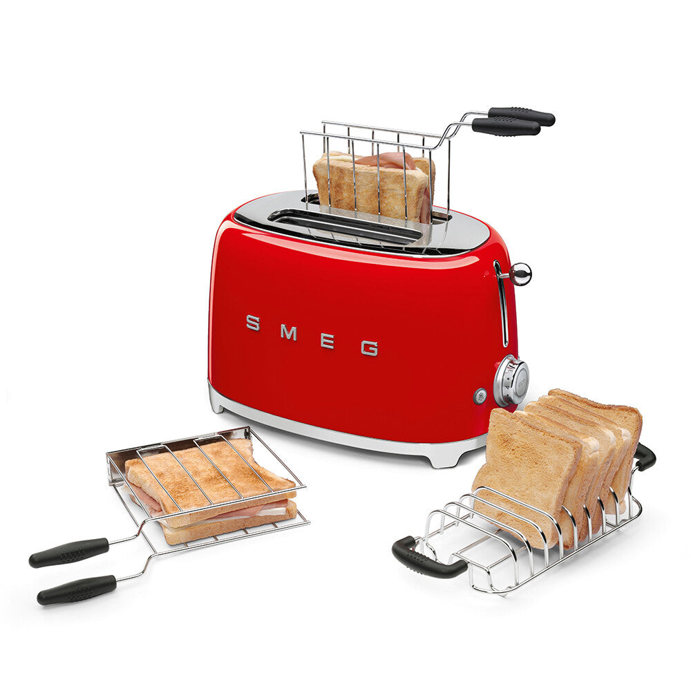 Smeg Toaster TSF01 2 Slice Red Retro 50s Style 950W Extra Wide Dual Slot