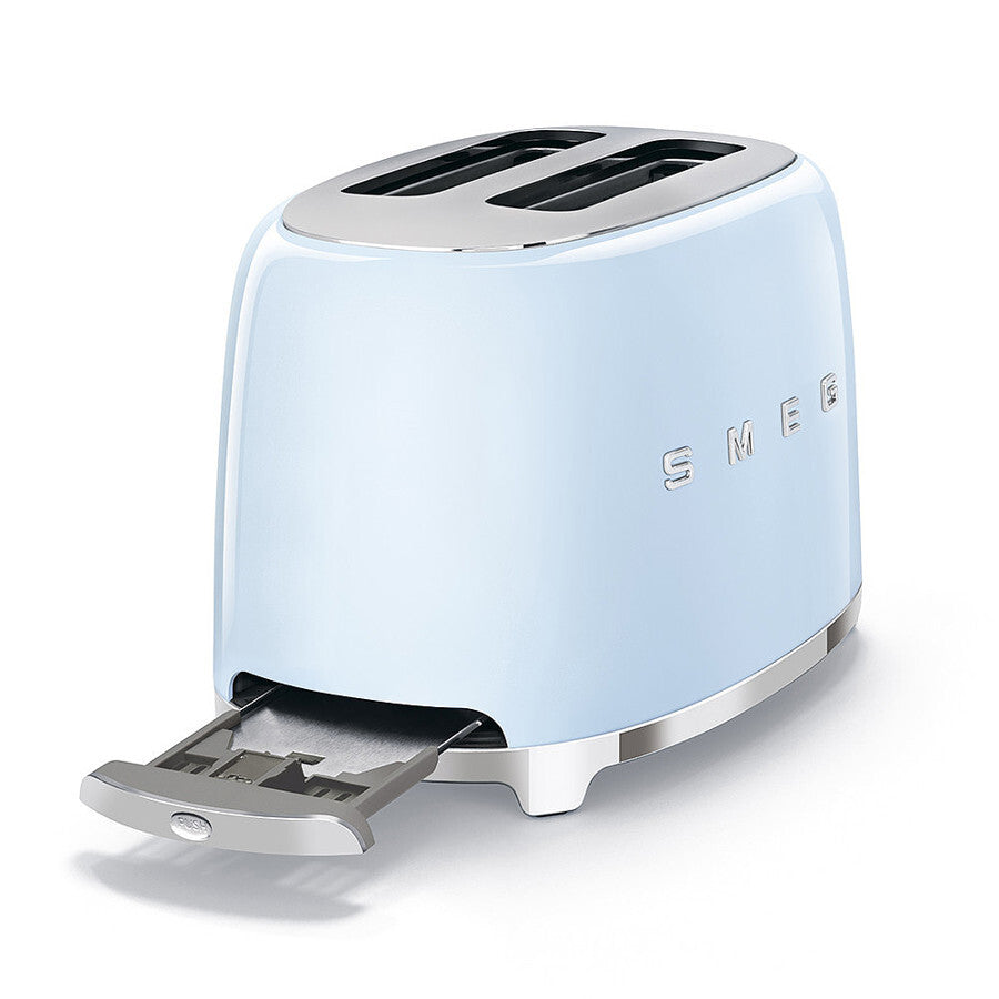 Smeg 2-Slice Toaster Pastel Blue 950W Retro 50s Style Wide Slot TSF01PBEU