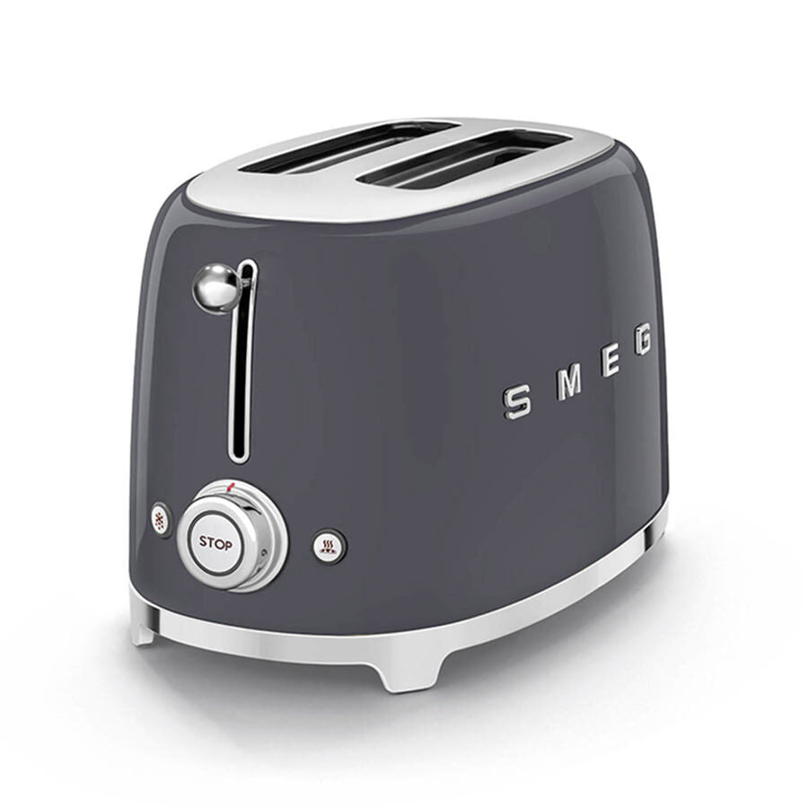 Smeg 2-Slice Toaster Slate Grey 950W Retro 50s Style Wide Slot TSF01GREU New