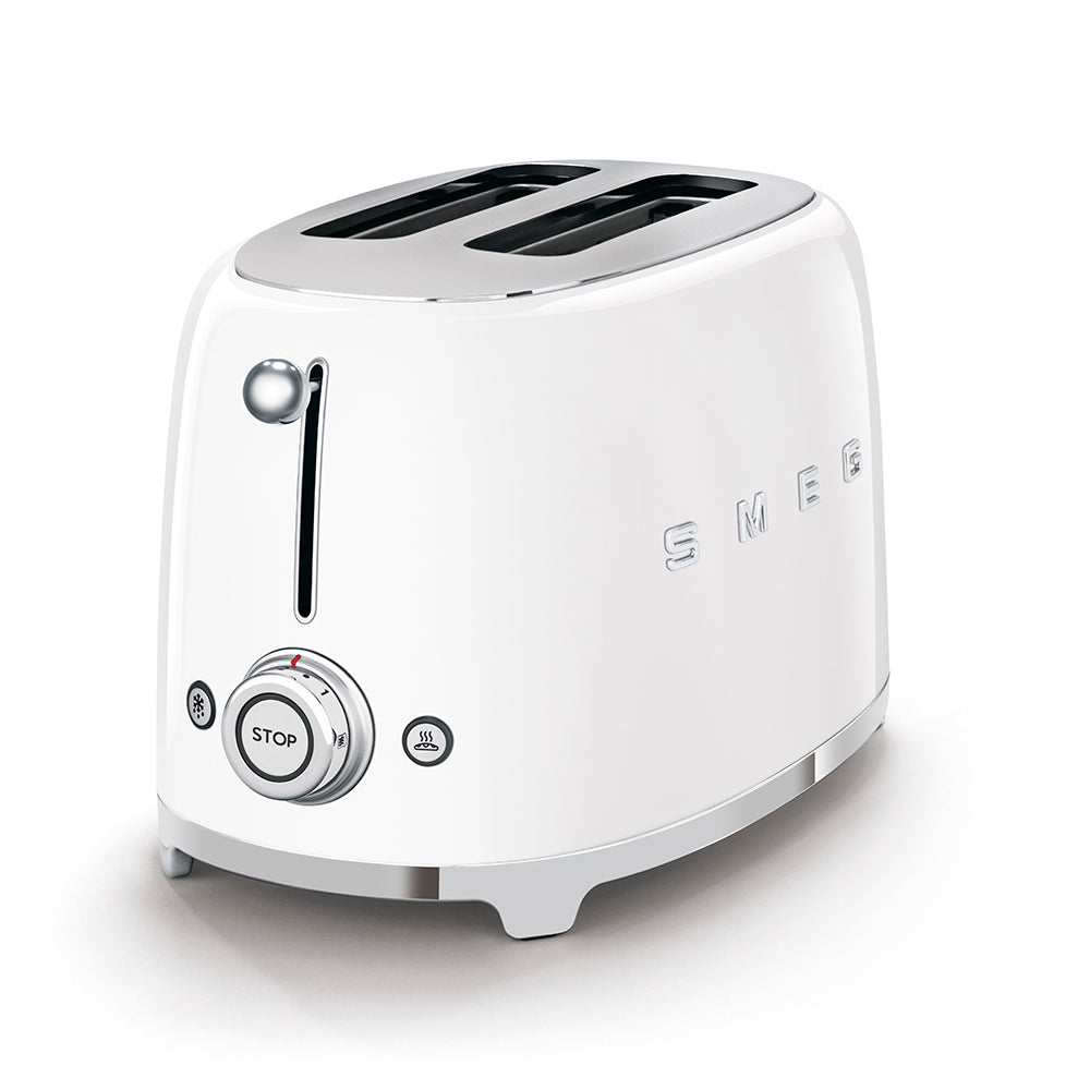 Smeg 2-Slice Toaster White 950W Retro 50s Style Extra-Wide Slot TSF01WHEU New