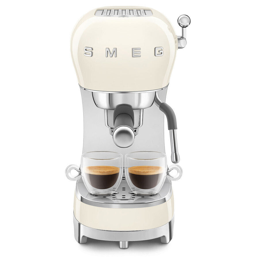 Smeg ECF02 Manual Espresso Coffee Machine 15 Bar Steam Wand Retro Cream New