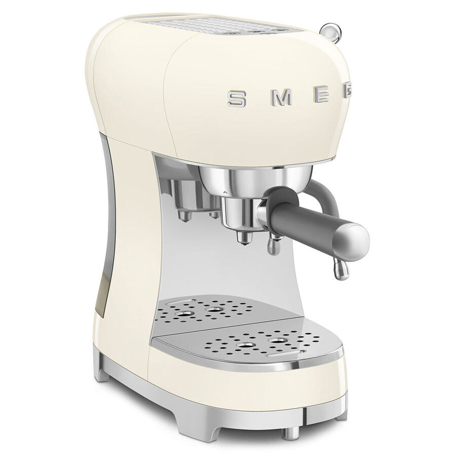 Smeg ECF02 Manual Espresso Coffee Machine 15 Bar Steam Wand Retro Cream New