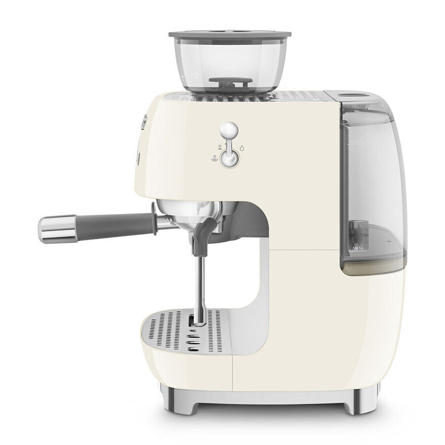 Smeg 50s Style Espresso Coffee Machine with Grinder Cream EGF03