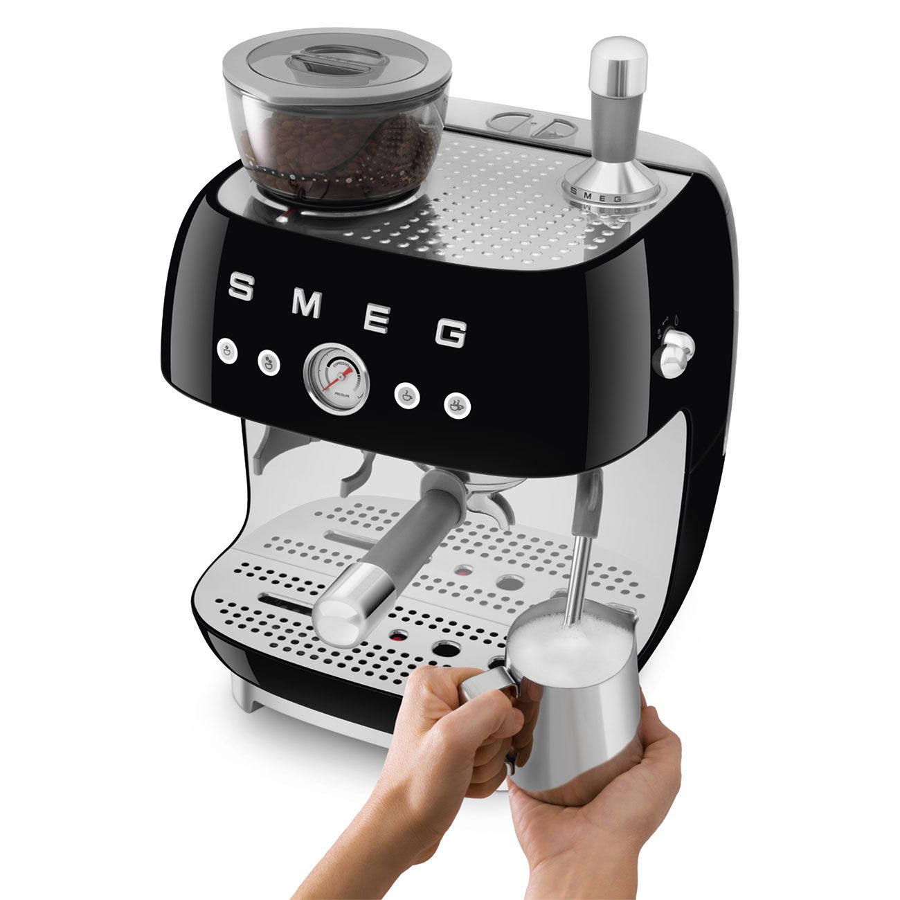 Smeg Espresso Coffee Machine EGF03BLEU 1350W 58mm Built In Burr Grinder Box