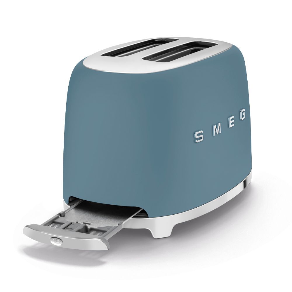 Smeg 2-Slice Toaster Storm Blue Matt 950W Retro 50s Style TSF01SBMEU