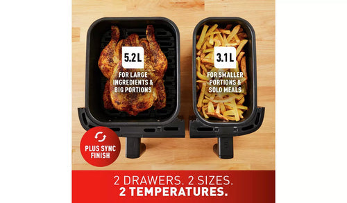 Tefal ,Dual Easy Fry, 2700 W - Black Basic, 8.3L/6P, 50 Hz