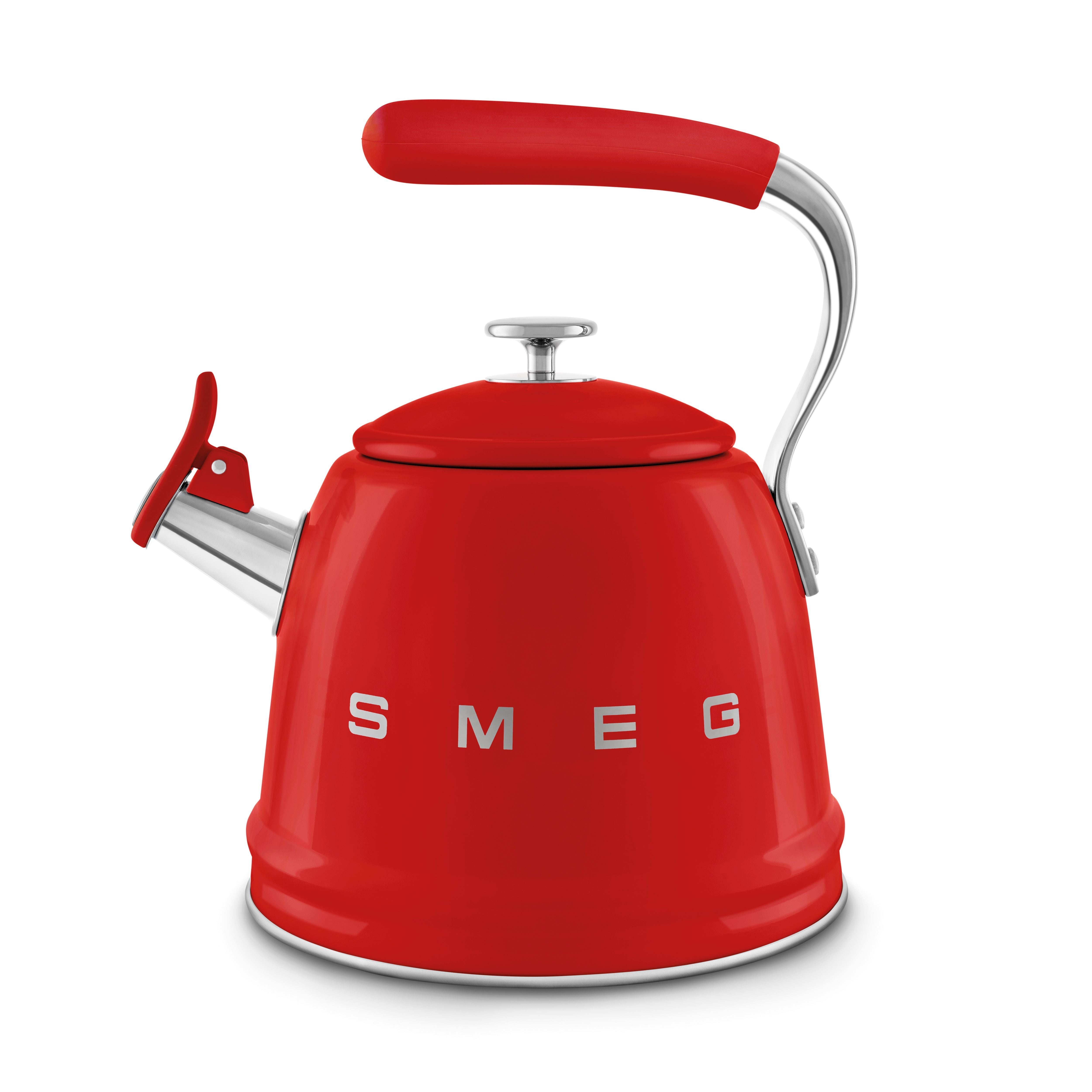 Smeg 50s Retro Style Stovetop Whistling Kettle 2.3L All Hobs Red WKF01RD