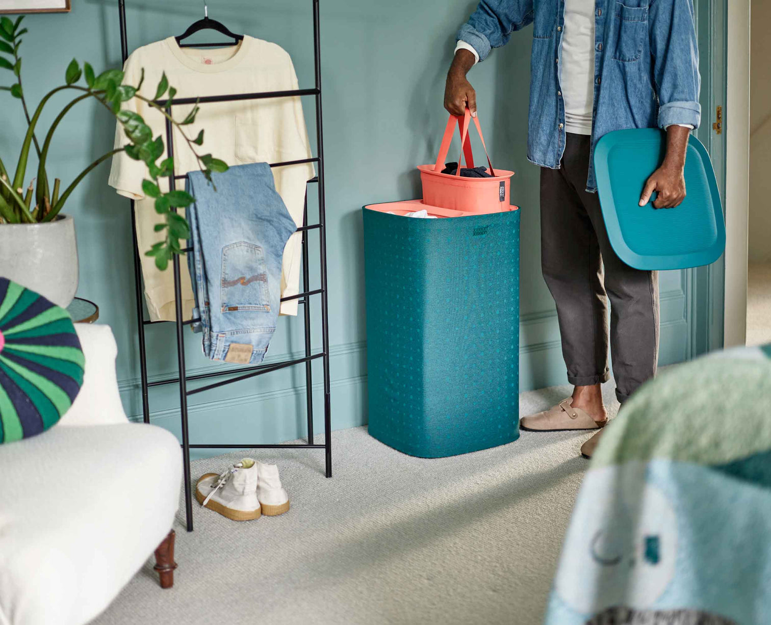 Joseph Joseph Tota Pop 60L Laundry Separation Basket Green