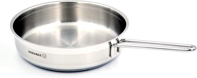 Korkmaz Alfa Frypan 26cm 3L 18/10 Stainless Steel Induction Solar Base Silver