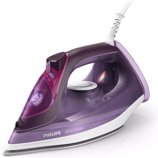 Philips Steam Iron 3000 Series 2600W Ceramic Soleplate Purple 300ml Tank Set