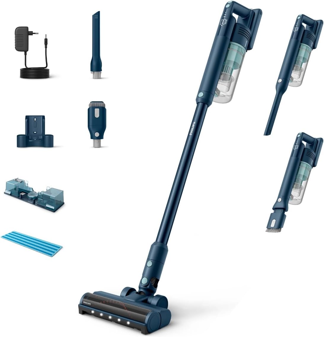 Philips XC5041/61 5000 Series Cordless Vacuum – 60min, LED Nozzle, Aqua