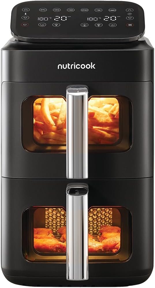 Nutricook Air Fryer NC-AFDS330 DuoStack Vertical 9.6L Dual Basket Glass