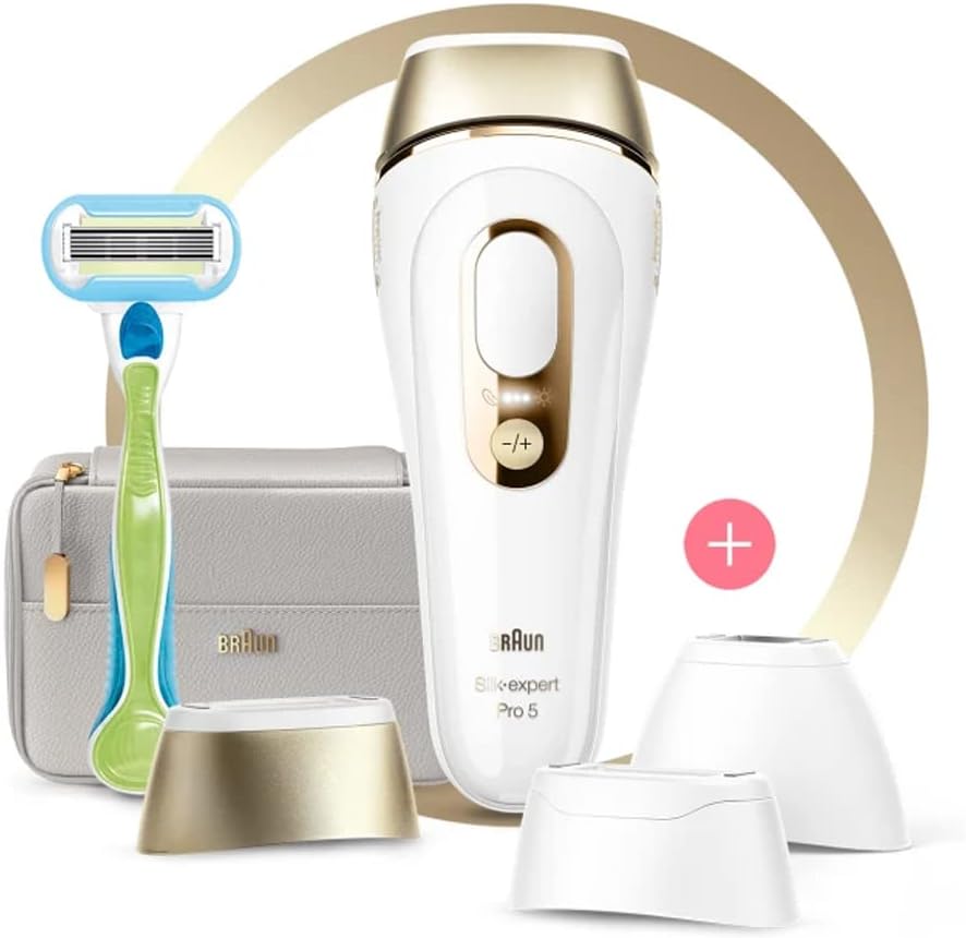Braun Silk-Expert Pro 5 Pl5257 Ipl Hair Removal System For Use On Body And Face With 4 Extras For Women