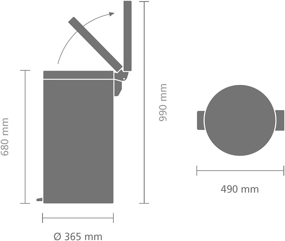 Brabantia Pedal Bin 45L Silent – Matt Steel Fingerprint Proof