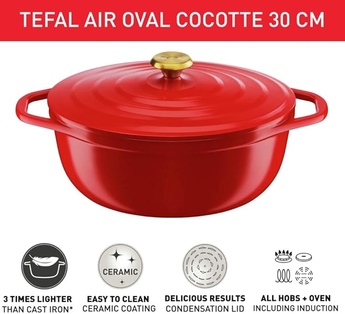 Tefal Air Cast Aluminium Oval Cocotte 30x23+lid