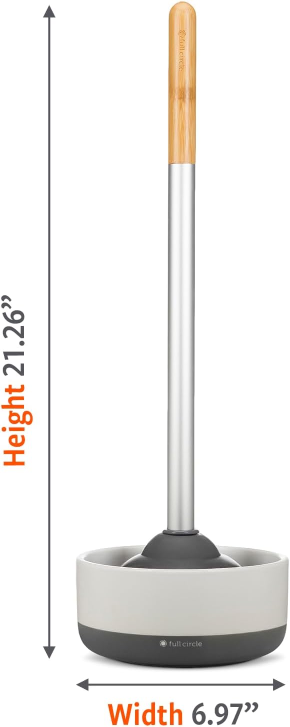 Full Circle Royal Plunge Toilet Plunger with Ceramic Holder & Diatomac