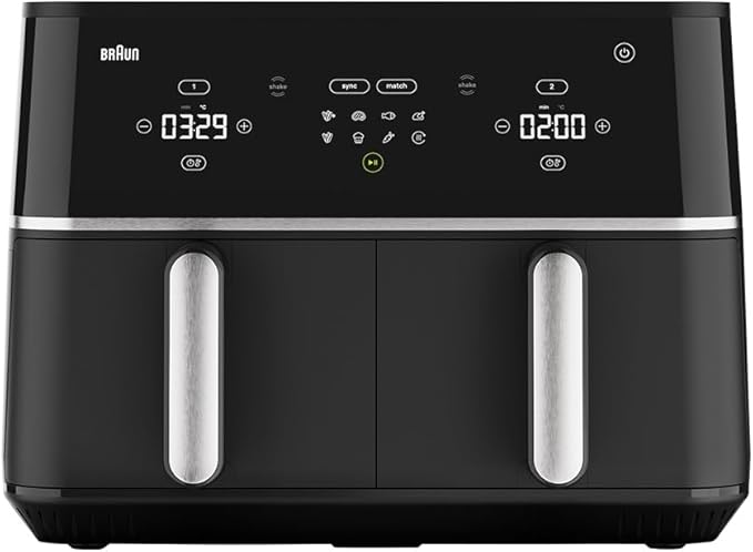 Braun TwinCook 5 Air Fryer TD5030IBK 10L Dual Basket 2450W RealAir Matt Black