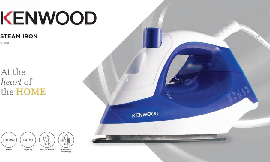 Kenwood Steam Iron STP01.000WB 1100W Non-Stick Soleplate Vertical Steam New