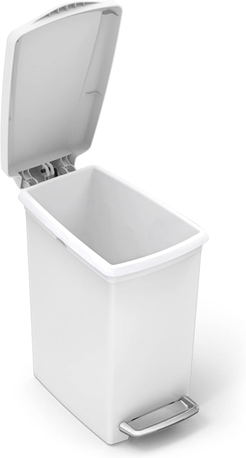 SimpleHuman Slim Pedal Bin CW1332 10L White Plastic Bathroom Trash Can