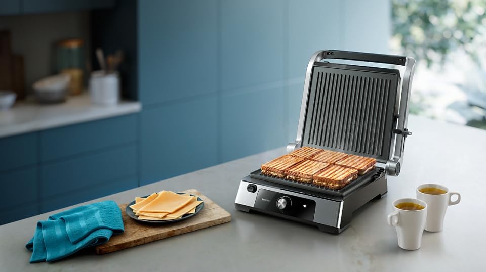 Philips HD6301/90 5000 Series Contact Grill – 2200W, Adjustable Height