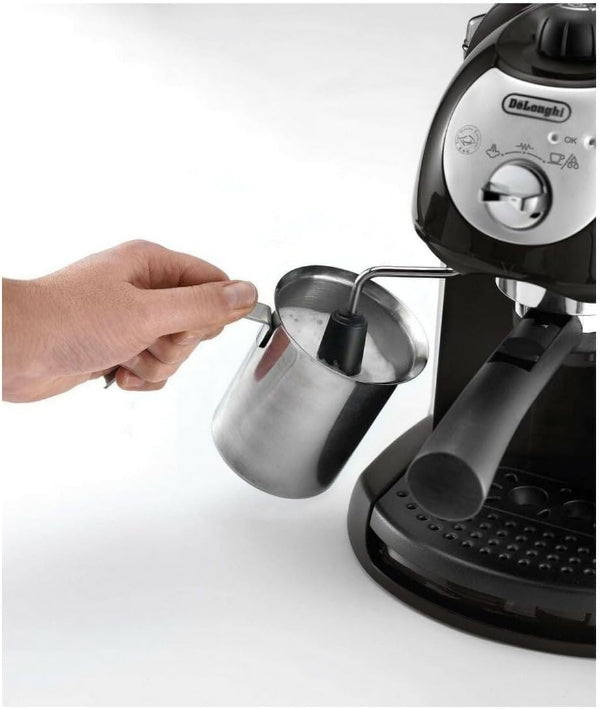 DeLonghi EC221.B Espresso Coffee Machine 15 Bar 1100W Manual Frother Black