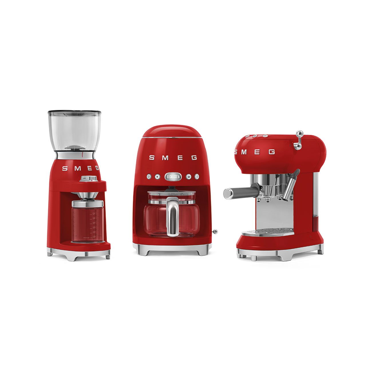 Smeg Coffee Grinder Red 50's Style 30 Grind Levels 150W 350g Hopper CGF11RDEU
