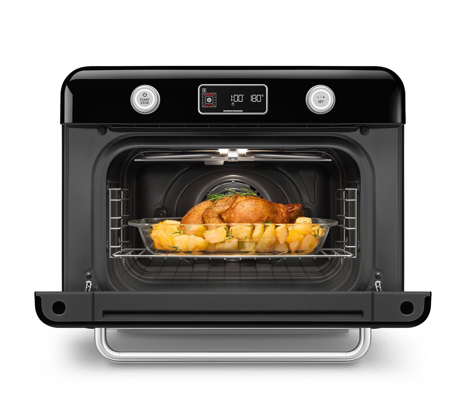Smeg Countertop Combi Air Fry Steam Oven 10-in-1 Retro Black 1800W COF01BLEU