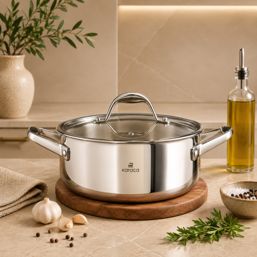 Karaca 3Ply PowerSteel 316+ Stainless Steel Pot 24 cm 4.6L Induction