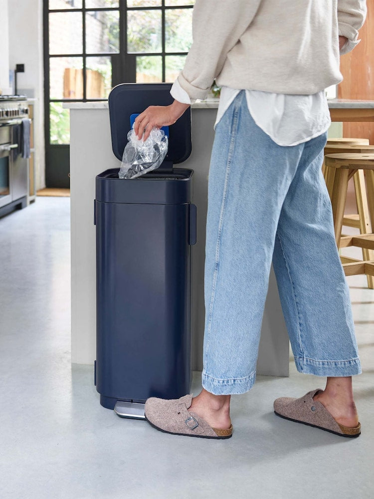 Joseph Joseph Porta Pedal Bin 40L Front Door Carbon Filter Midnight Blue