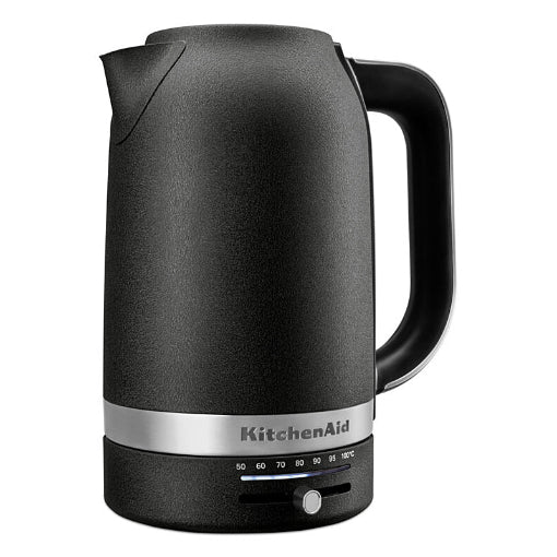Black KitchenAid kettle on a white background