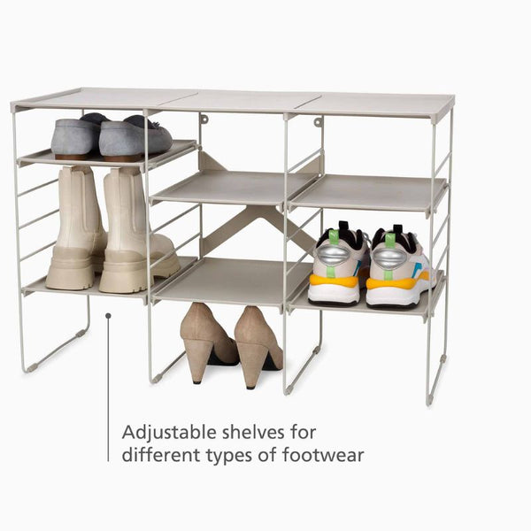 Joseph Joseph Level Plus 55009 Large Adjustable Shoe Rack Expanding Ecru Cream