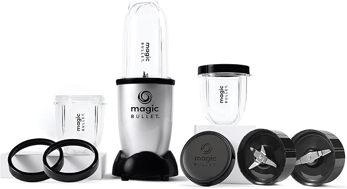 Magic Bullet 400W Blender & Mixer System – 9 Piece Set (Silver)