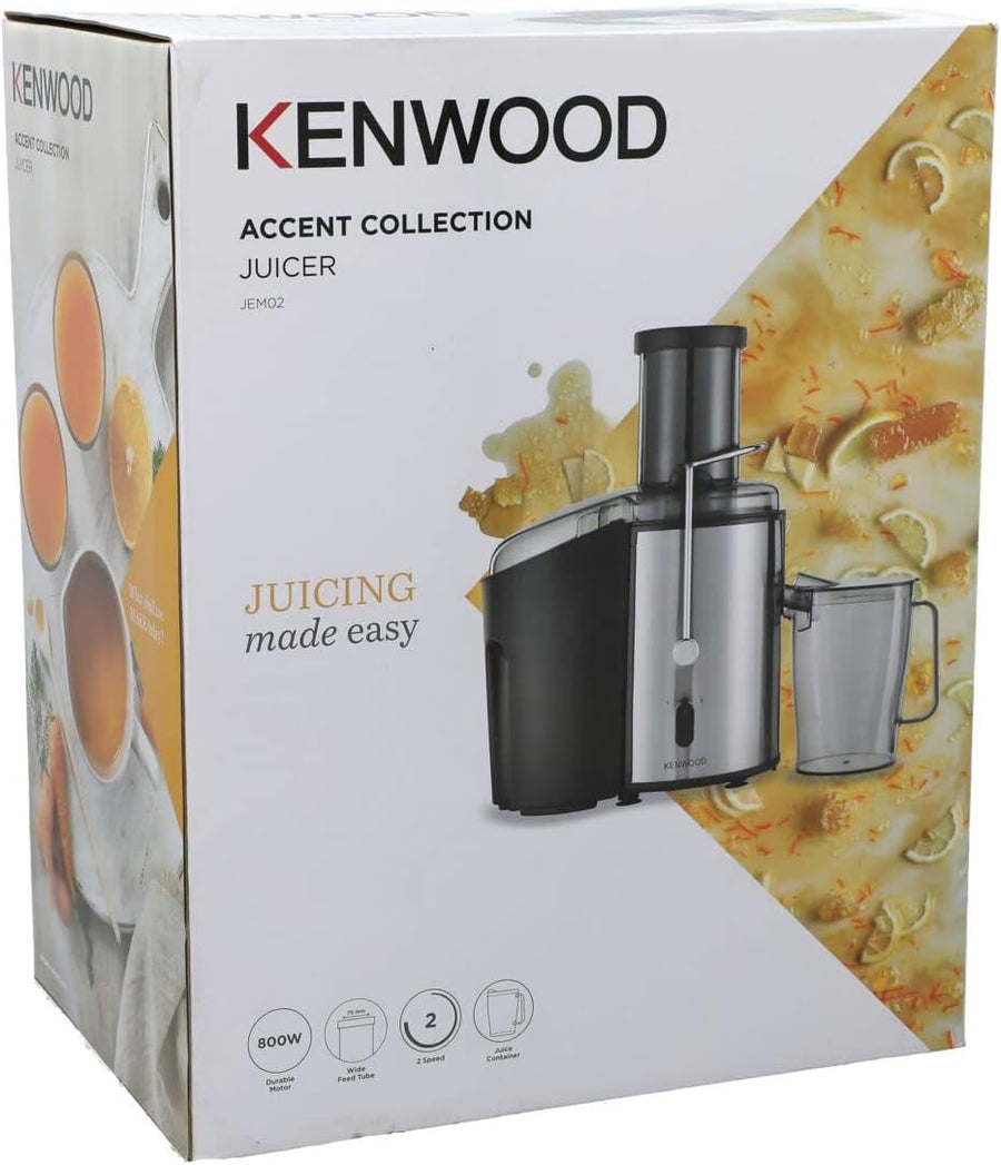 Kenwood Juice Extractor JEM02.A0 800W 75mm Wide Feed Tube 2.0L Pulp Black