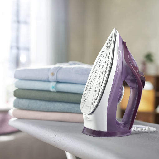 Philips Steam Iron 3000 Series 2600W Ceramic Soleplate Purple 300ml Tank Set