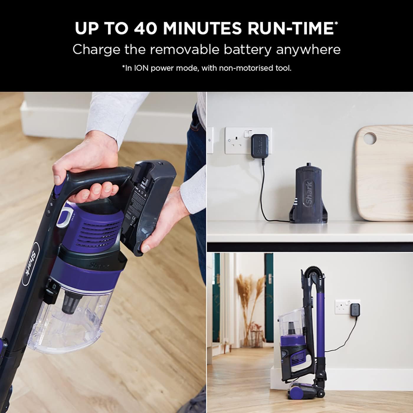 Shark IZ202UKT Stick Vacuum – 40 min Runtime, Anti-Hair Wrap, 25.2V