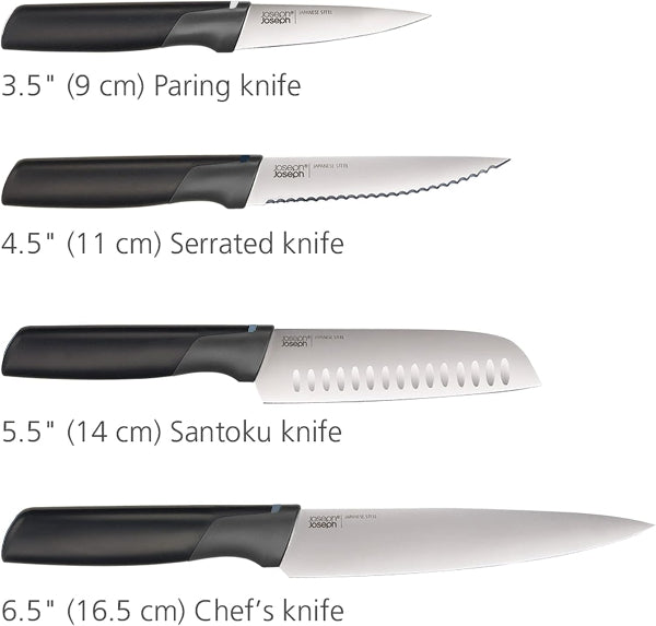 Joseph Joseph Folio Icon Cutting Board Set 8Piece Japanese Steel Knife Gray
