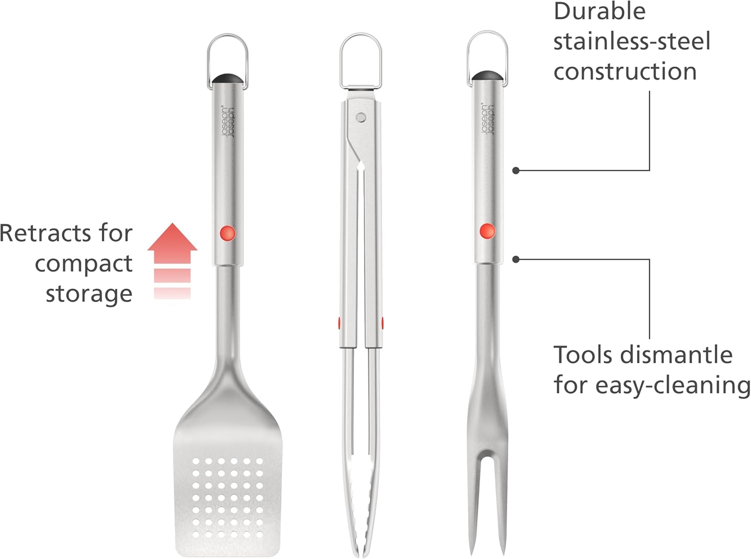 Joseph Joseph GrillOut 3-Piece Stainless Steel BBQ Tool Set