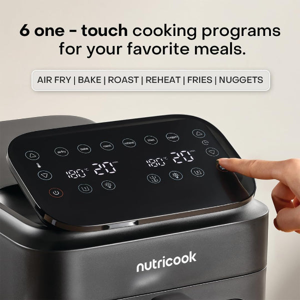 Nutricook Air Fryer NC-AFDS330 DuoStack Vertical 9.6L Dual Basket Glass