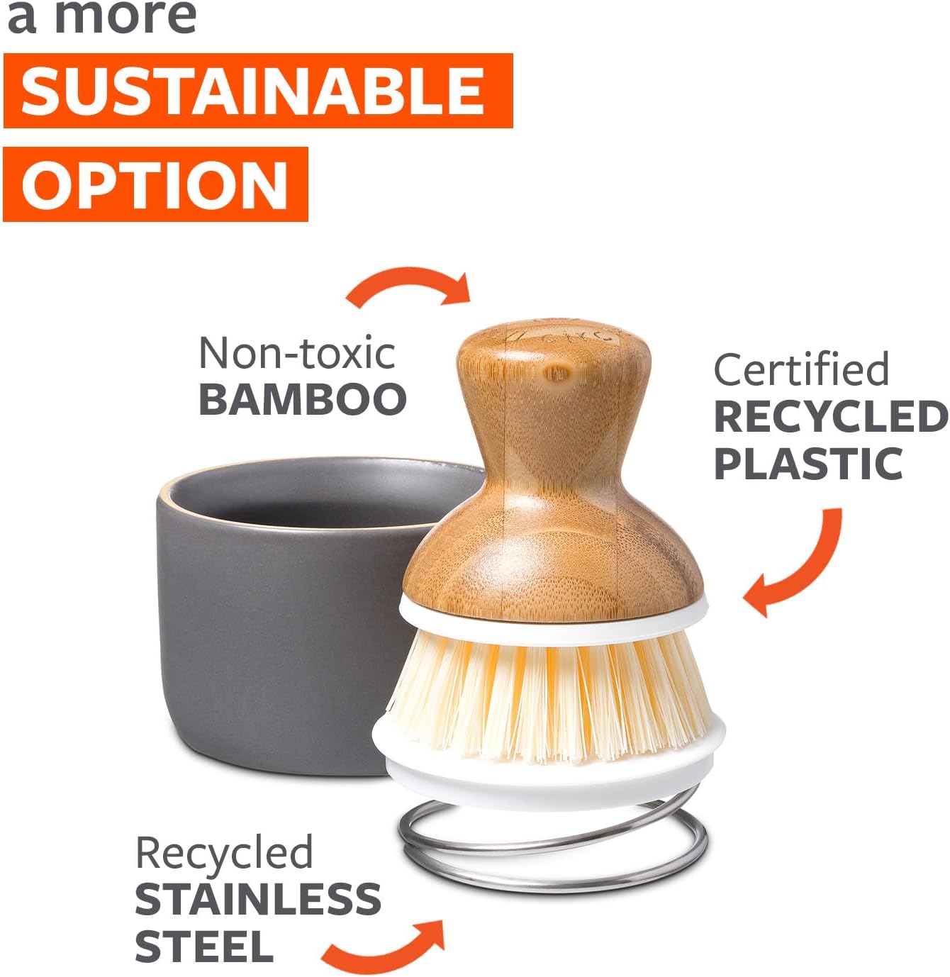 Full Circle Soap Holder with Dish Brush Beige Eco Kitchen Tool