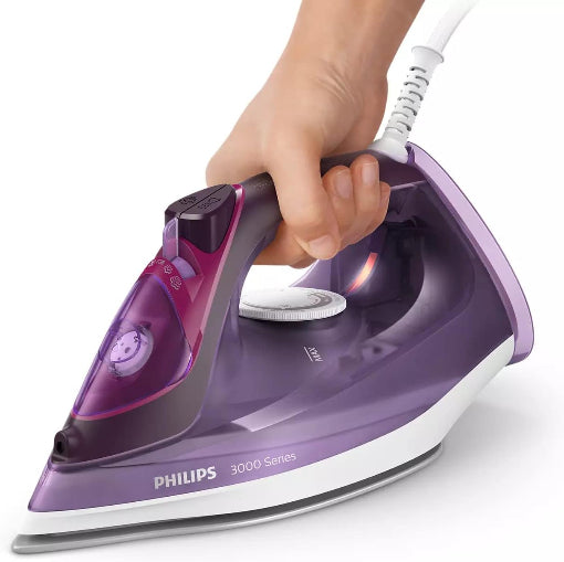Philips Steam Iron 3000 Series 2600W Ceramic Soleplate Purple 300ml Tank Set