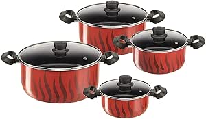 Tefal Tempo Flame 8Pcs Set: Stewpots 18/22/26/30 + Glass Lids