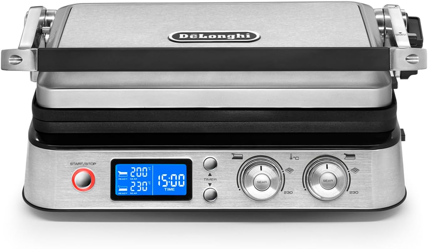 De'Longhi MultiGrill Digital 2000W 7-Function 3 Plate Sets Waffle Maker