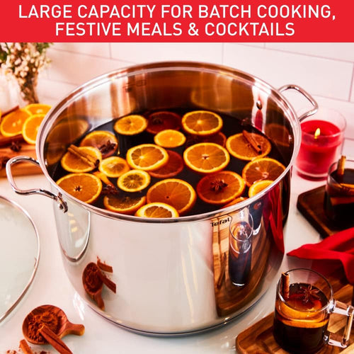 Tefal, Intuition G6 Stockpot Stainless Steel With Glass Lid, 28 Cm