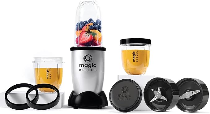 Magic Bullet 400W Blender & Mixer System – 9 Piece Set (Silver)
