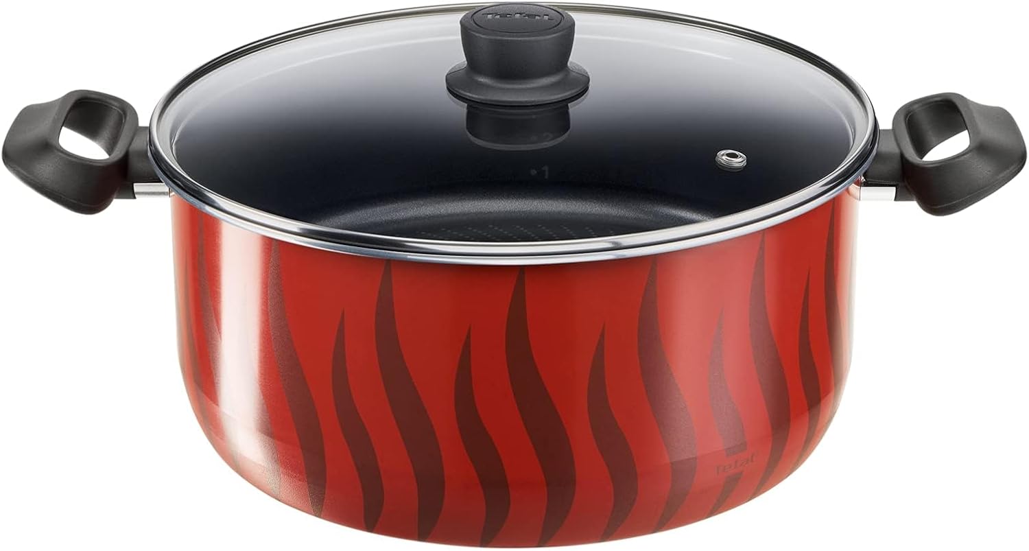 Tefal Tempo Flame 8Pcs Set: Stewpots 18/22/26/30 + Glass Lids