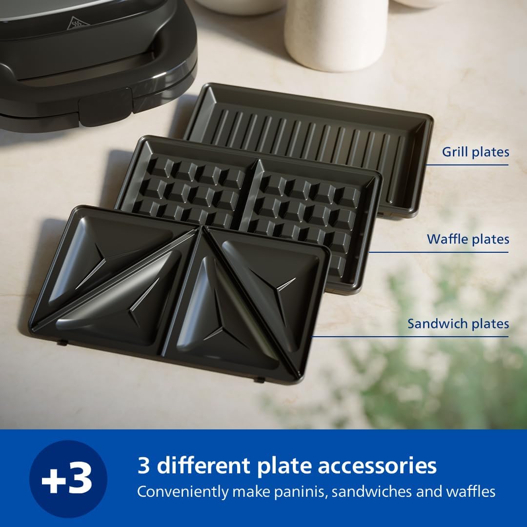 Philips HD2350/80 5000 Series Sandwich Maker – 750W, 3-in-1 Plates
