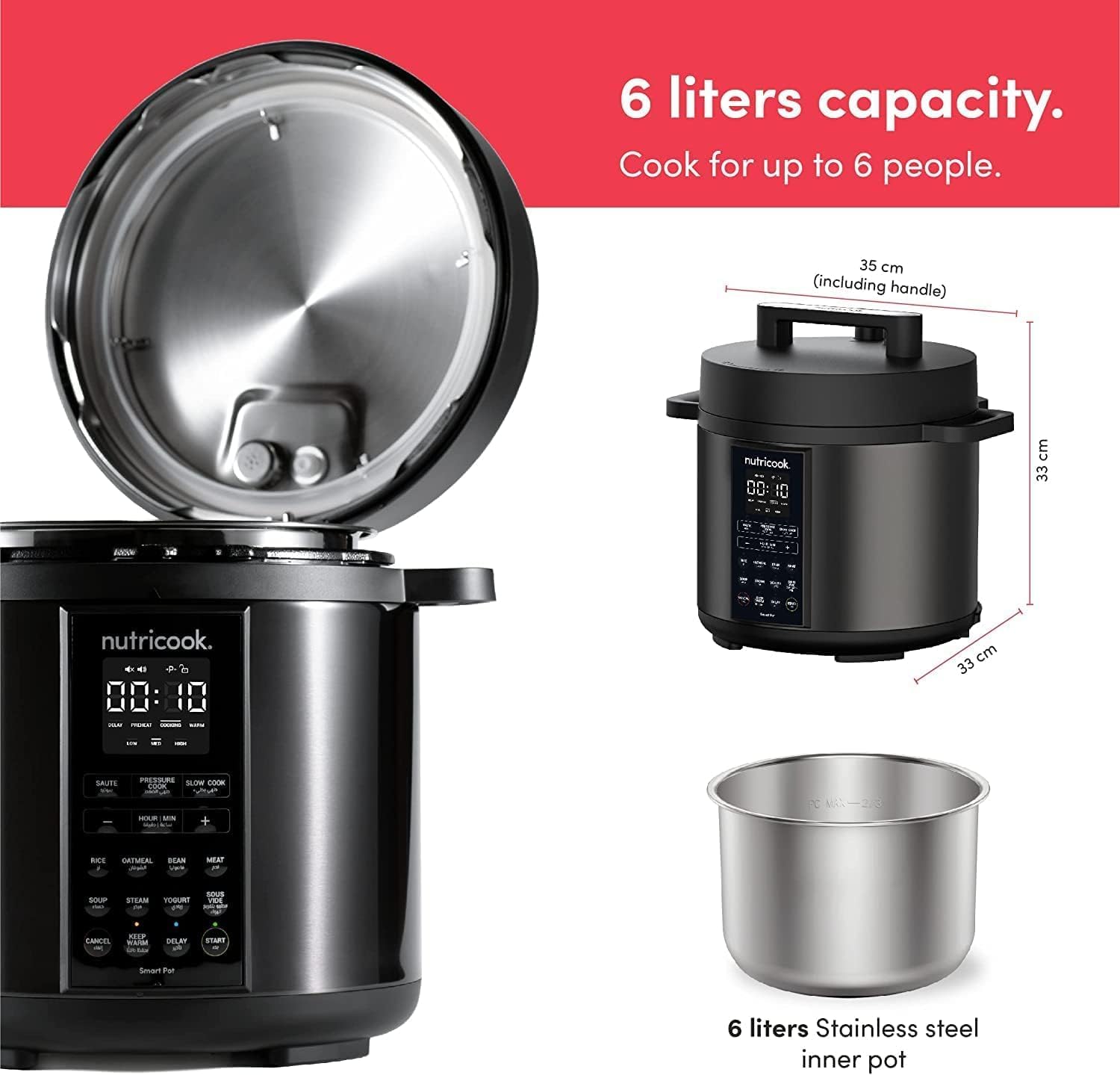 Nutricook Smart Pot 2 NC-SP204K 1000W 6L 9 in 1 Electric Pressure Cooker Box