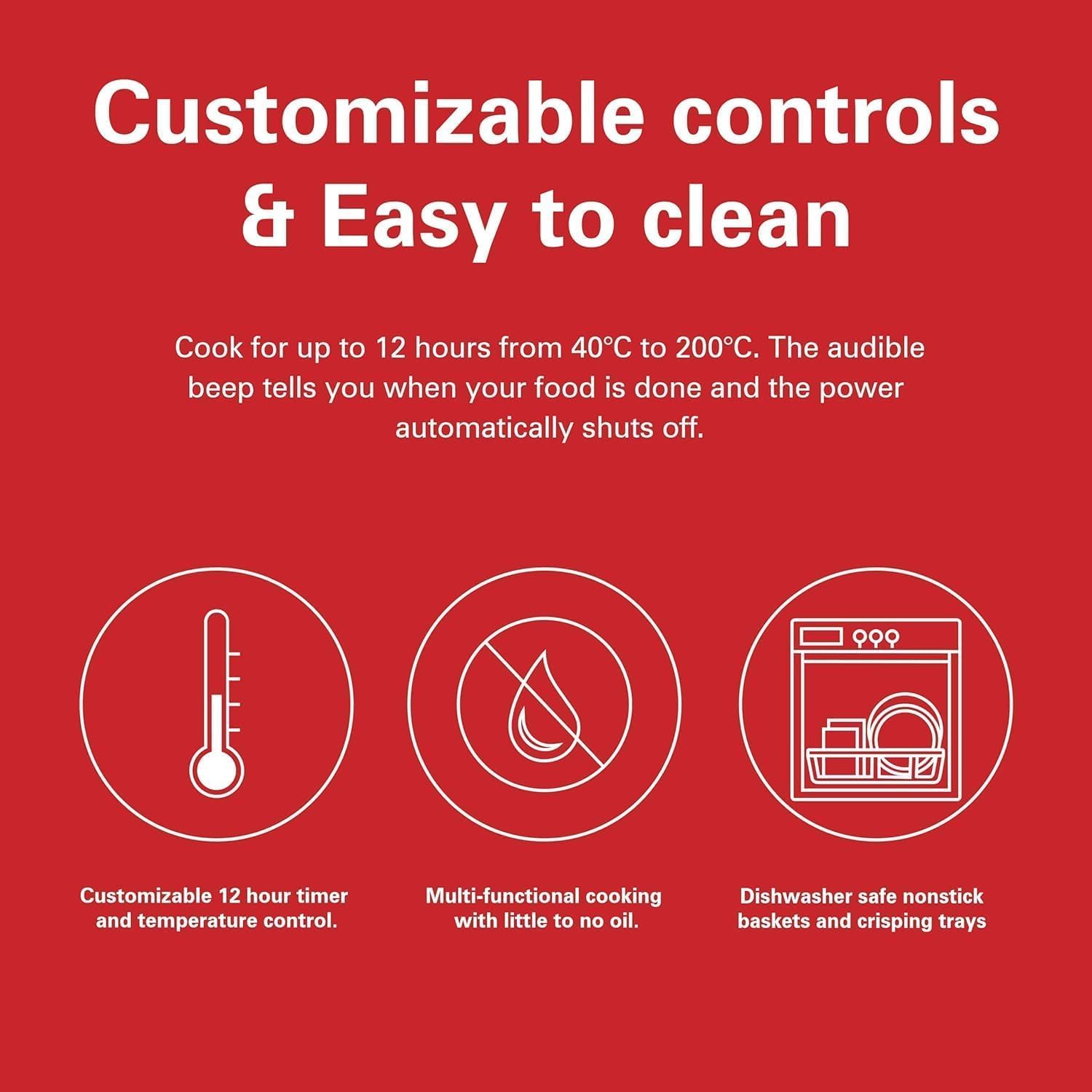 Hamilton Beach Digital Air Fryer View 8L, Large Viewing Window,