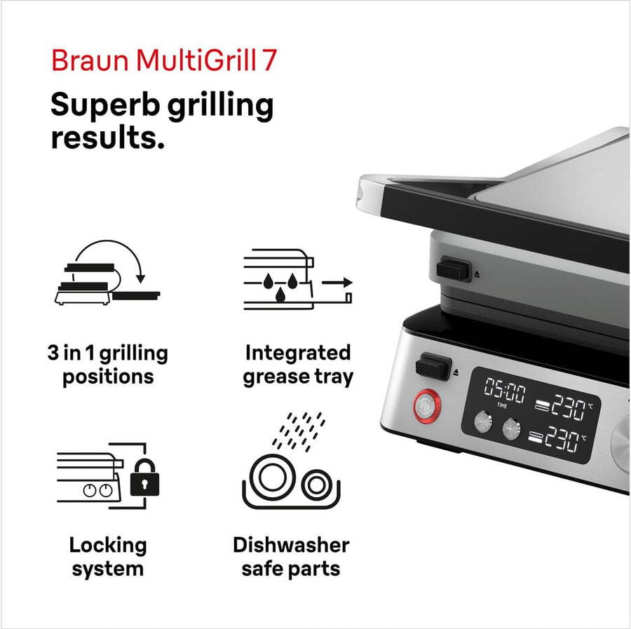 Braun MultiGrill 7 Contact Grill CG7040 Black/Stainless Steel