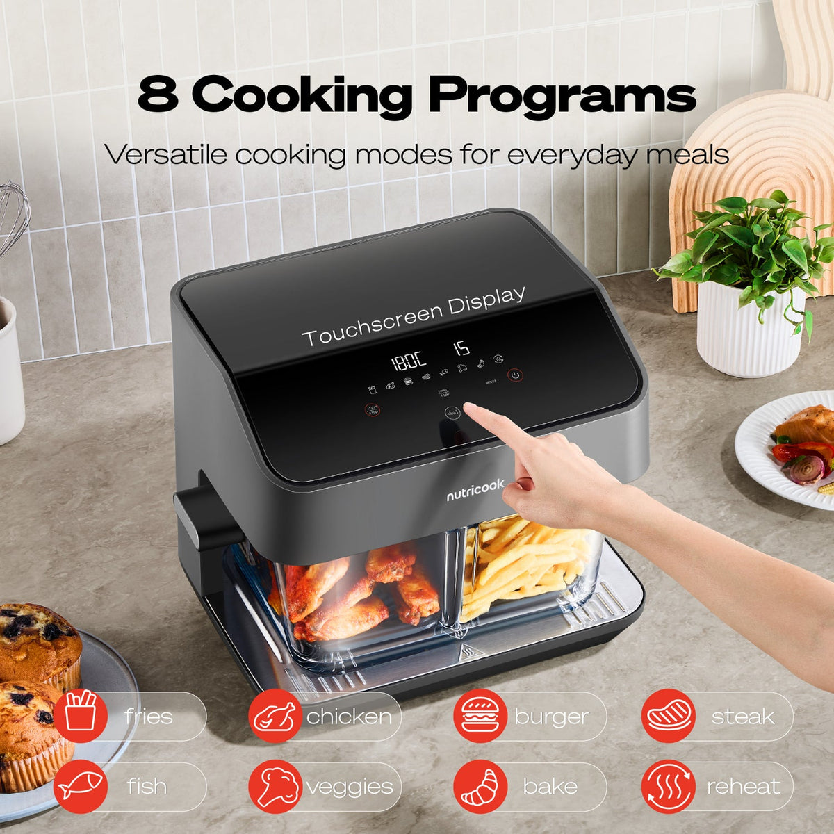 Nutricook Healthi Flex glass air fryer AFH510 – view 5